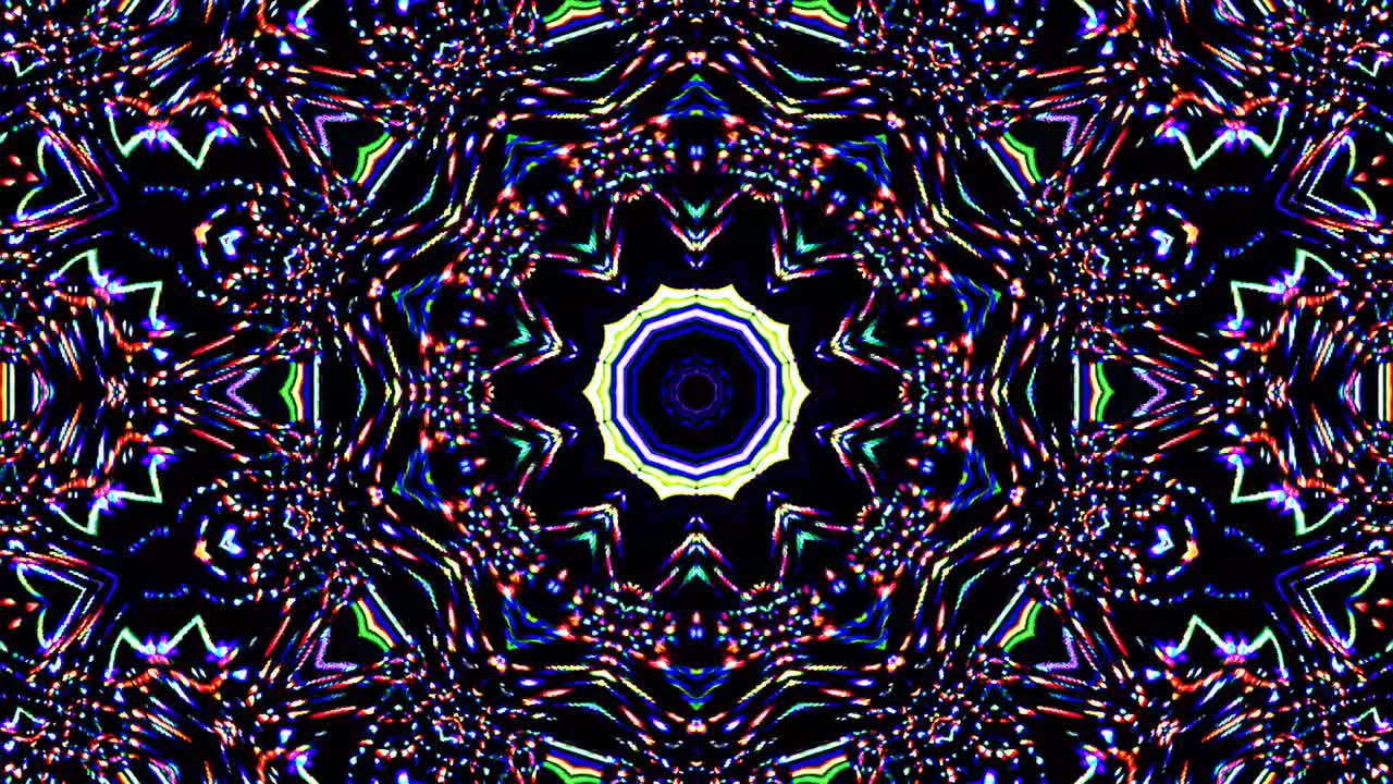 patrón de kaleidoscopio abstracto con colores completos. mandala mágica. 4k