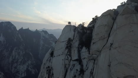 aerial flight to chess pavilion on mt huashan, scenic granite in china