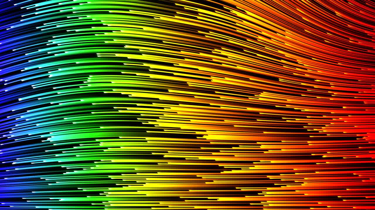 abstracción 4k, partículas y líneas animadas. elementos del espacio virtual. curvas de neón de iluminación