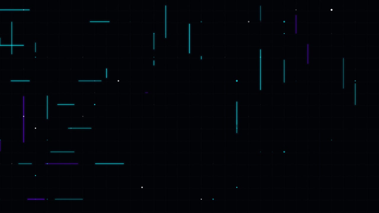Abstract Digital Background with Moving Neon Lines and Particles