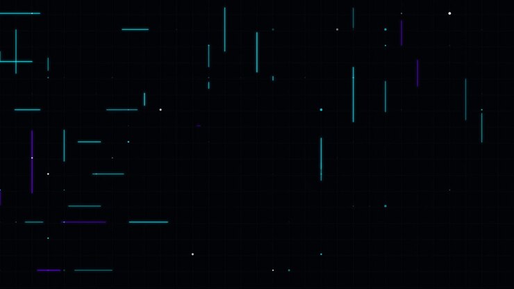 Abstract Digital Background with Moving Neon Lines and Particles