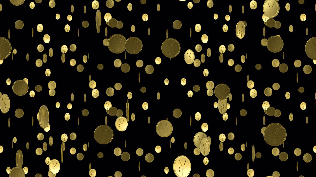 moneda de oro yuan dinero bucle azulejos cayendo con alfa