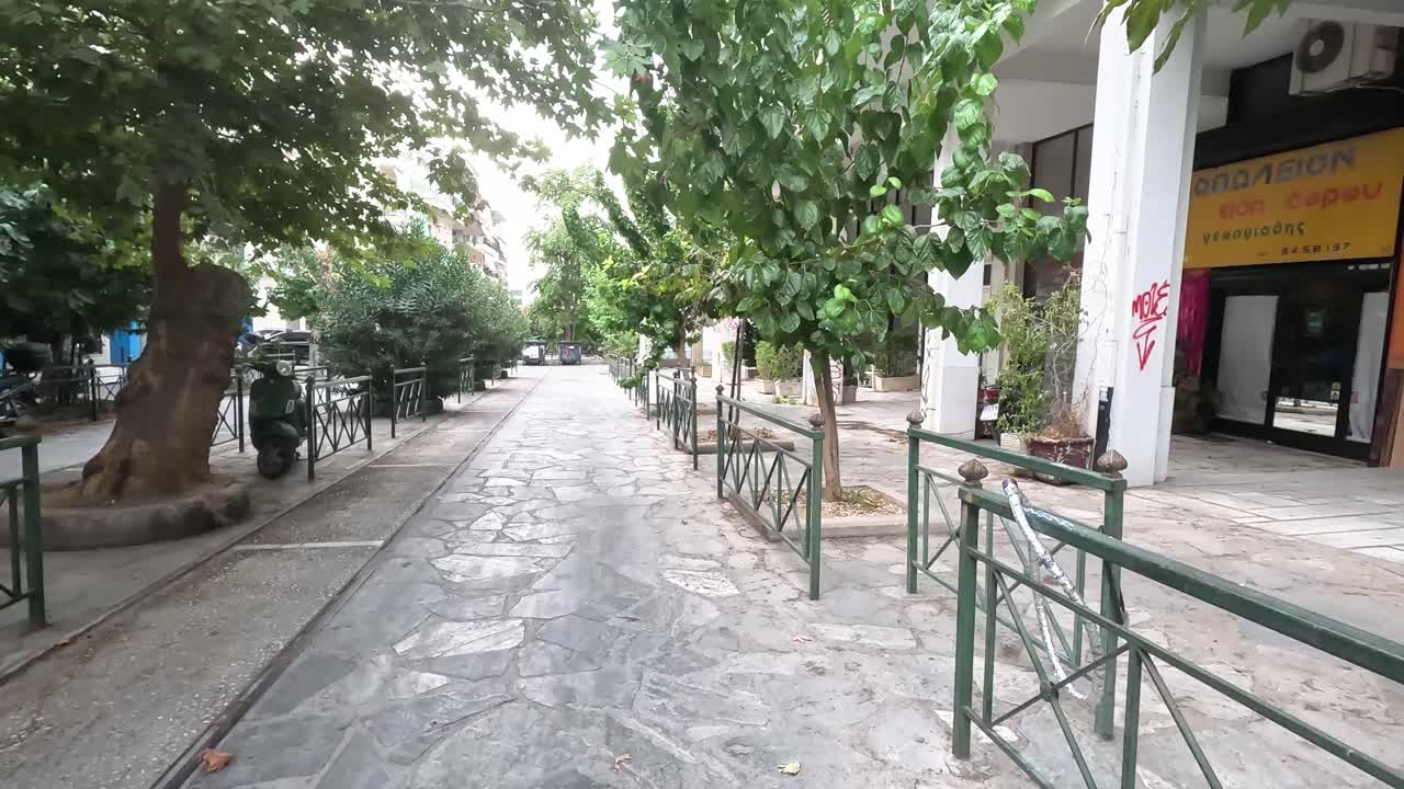 Walking through streets of Athens in Greece.