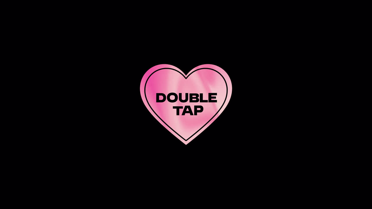 Adesivo animato cuore rosa doppio tocco su sfondo nero