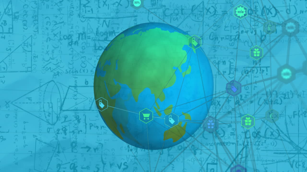 전 세계 연결 네트워크의 애니메이션 및 수학적 공식