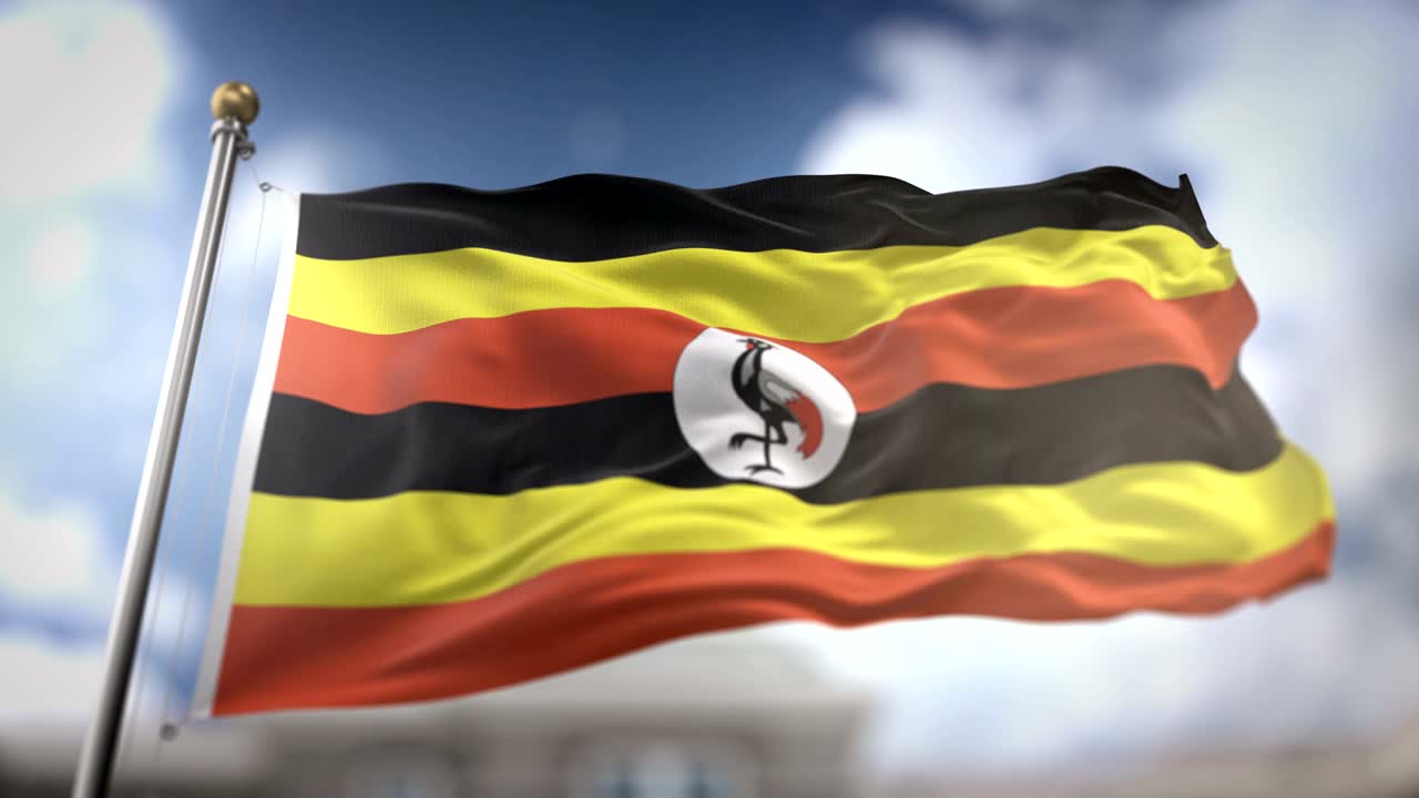 우간다 발을 흔들고 있는 느린 동작 3d 렌더링 파란 하늘 배경 - 원활한 루프 4k