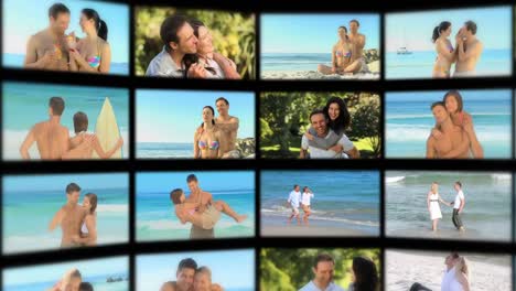 montage of lovers on the beach