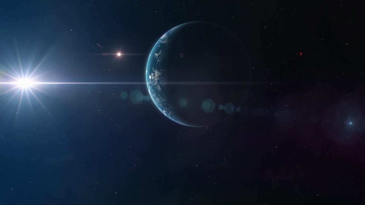 largo y lento acercamiento al agua exoplaneta a la deriva a través del espacio