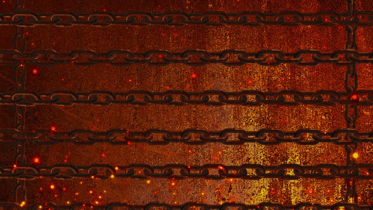 rusty chain with spark ember particle background loop animation