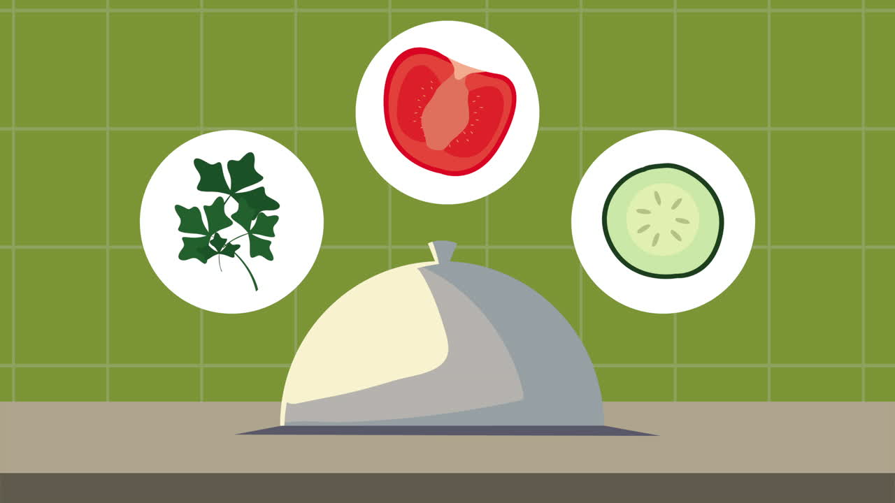 채소 트레이 음식과 함께 서버 부