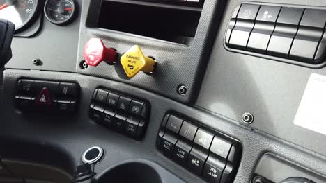 inside truck looking at controls