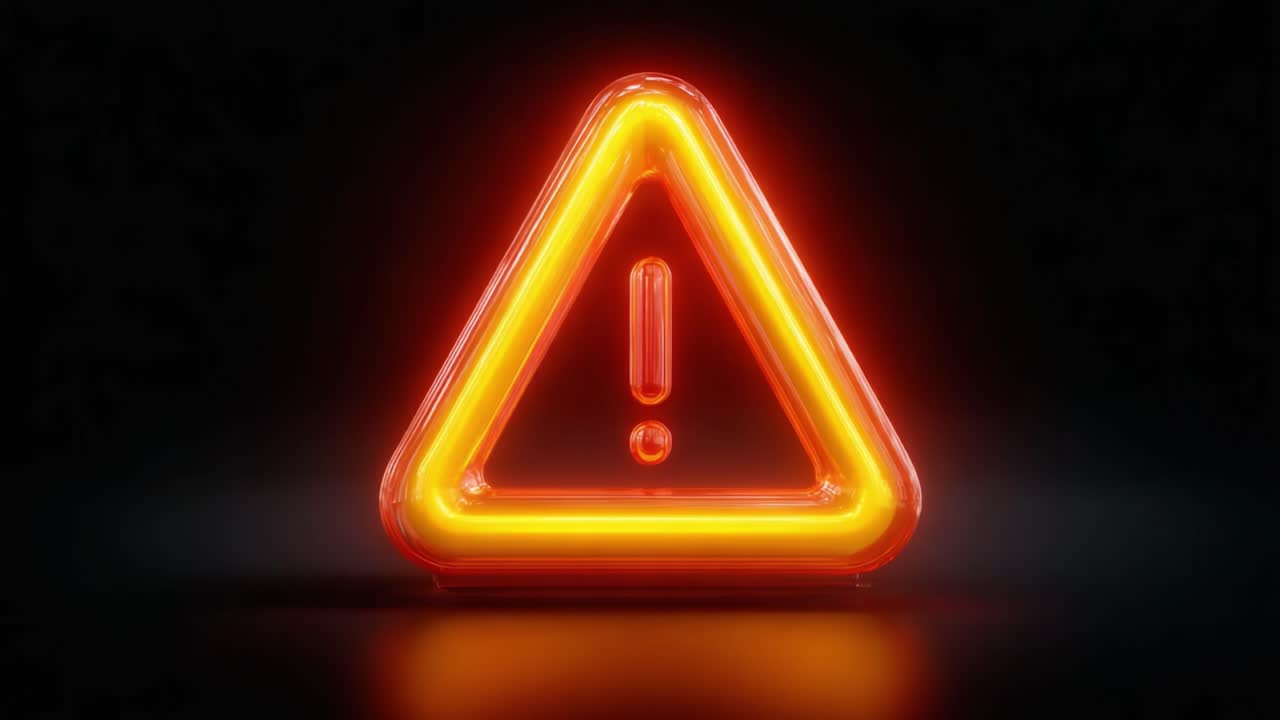 Attention Required: A Dramatic Shift from a Bright Warning Sign to a Subtle Alert Symbol Showcasing the Importance of Safety Precautions in Various Contexts