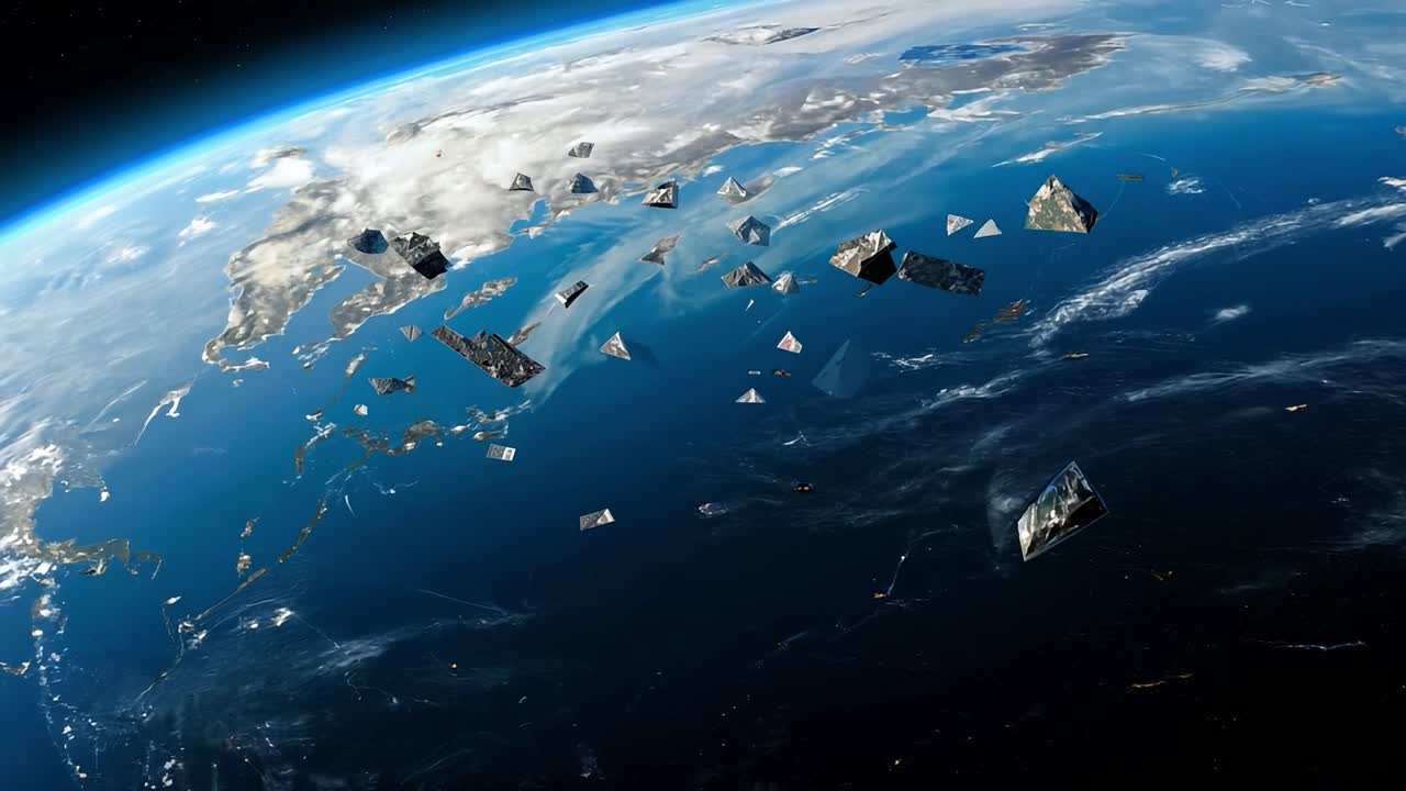 우주에서 많은 위성을 가진 지구