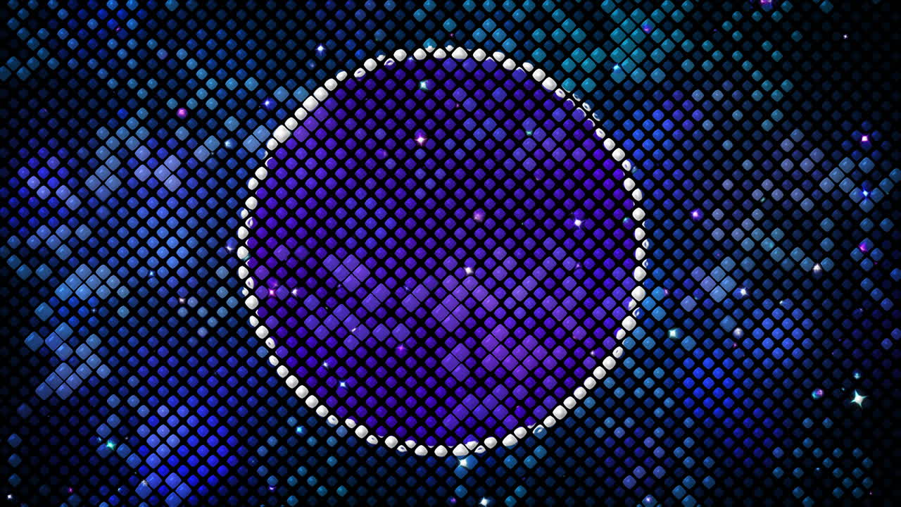 Blue light points glow pattern. Abstract background with space for text in the center of the circle. Loop animation.