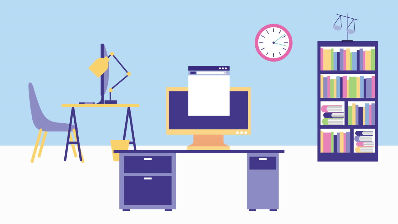 animazione di scene di lavoro in ufficio