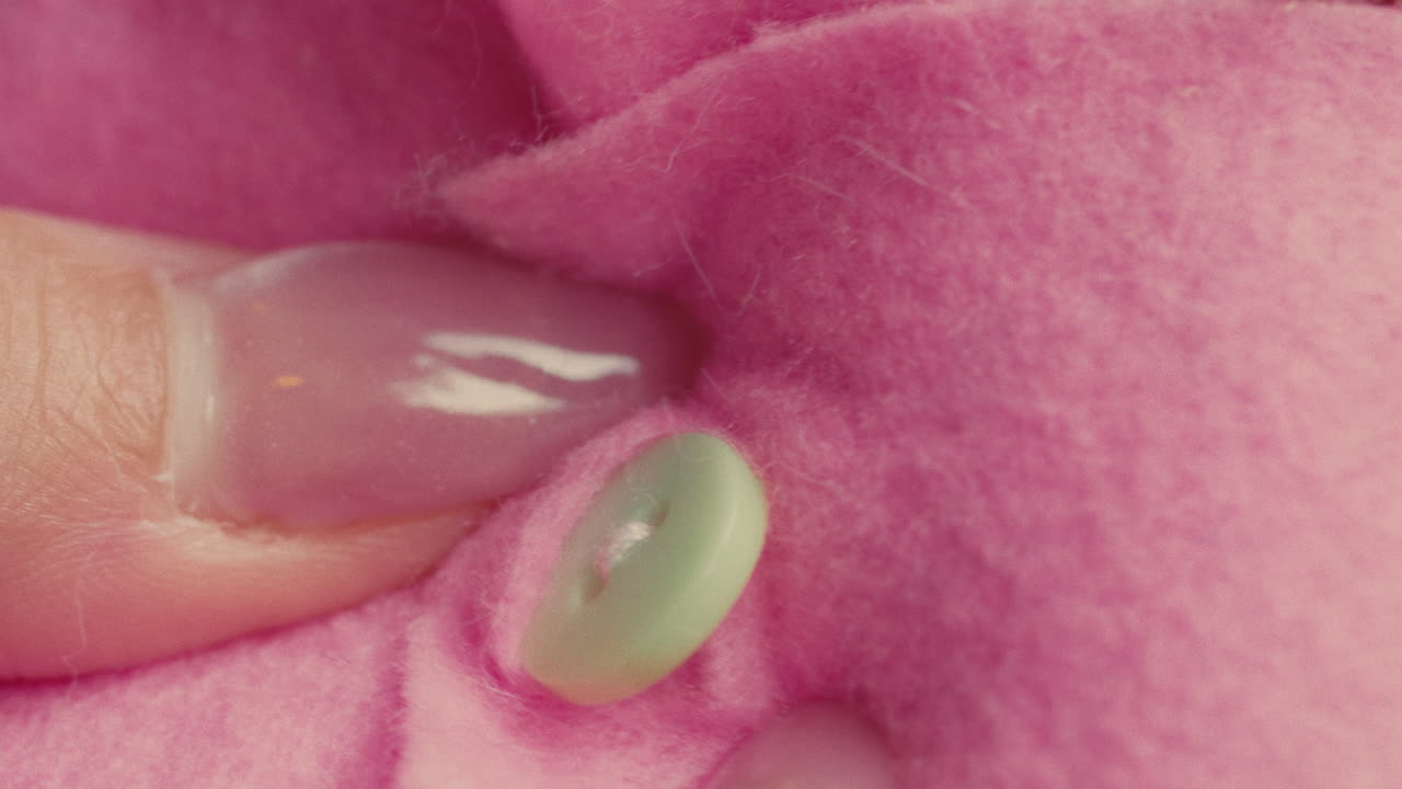 Close-up of someone working with pink fabric