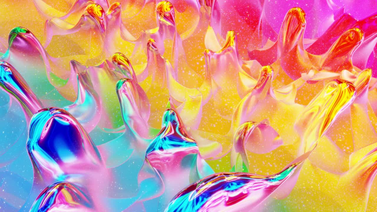 fondo abstracto en bucle. hermosa superficie ondulada iridescente de líquido con patrón, color de gradiente y ondas de flujo en él. arco iris brillante y fluido mate. bg creativo brillante con animación suave y suave.