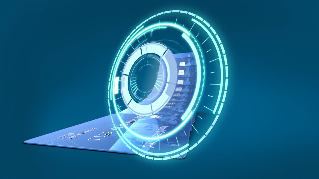 은행 카드 위의 로딩 서클의 애니메이션