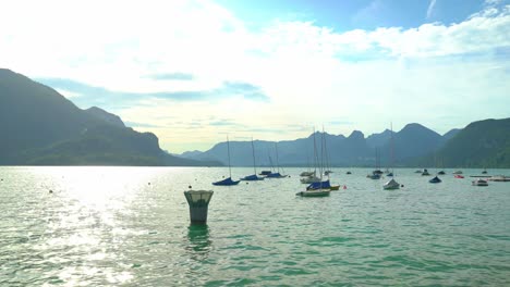 flaoting yachts in lake wolfgang by saint gilgen spa town