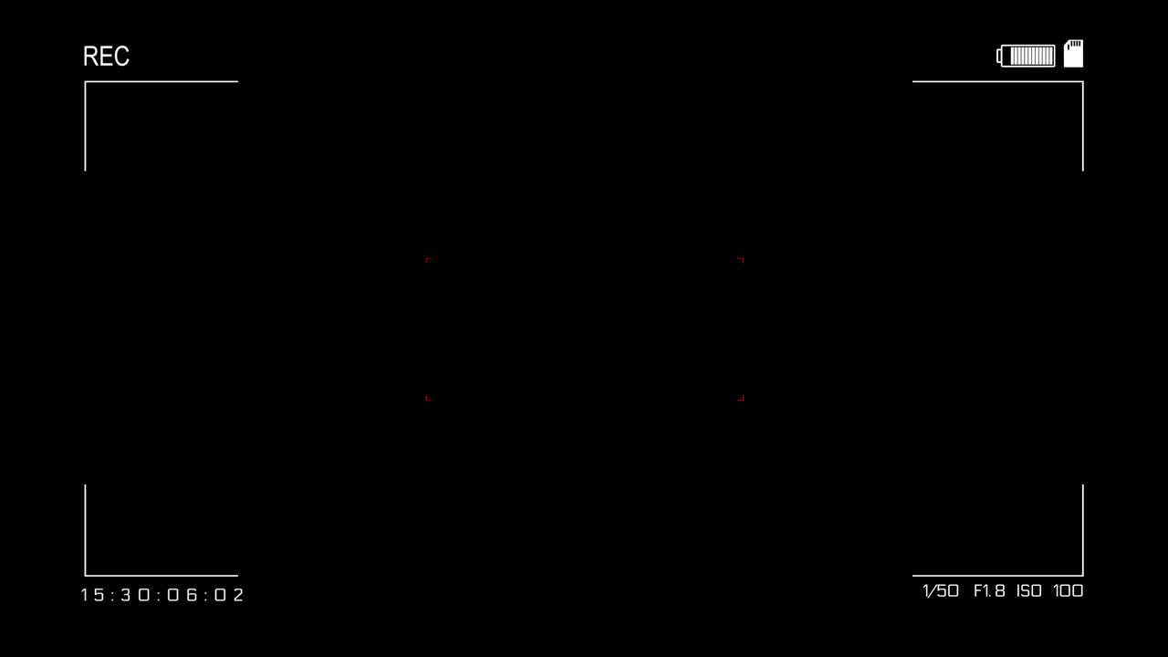 Rec or recording video screen animation camera rec viewfinder with digital focus and exposure