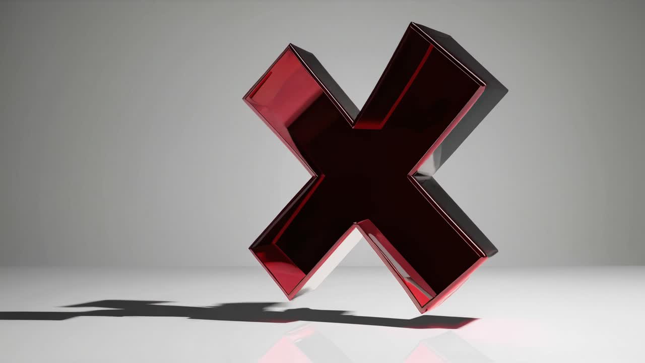 vidrio rojo símbolo x modelo 3d