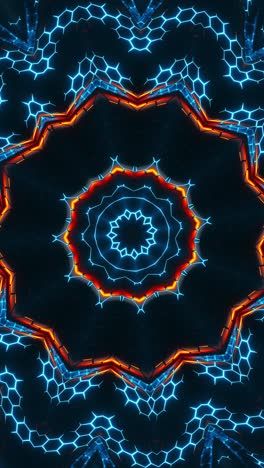 circular object with many lights. kaleidoscope vj loop vertical