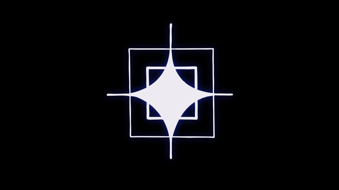 Forme Geometriche al Neon Animate e Mirini su Sfondo Nero
