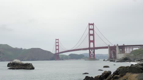 the famous golden gate bridge in san francisco, california in foggy daylight