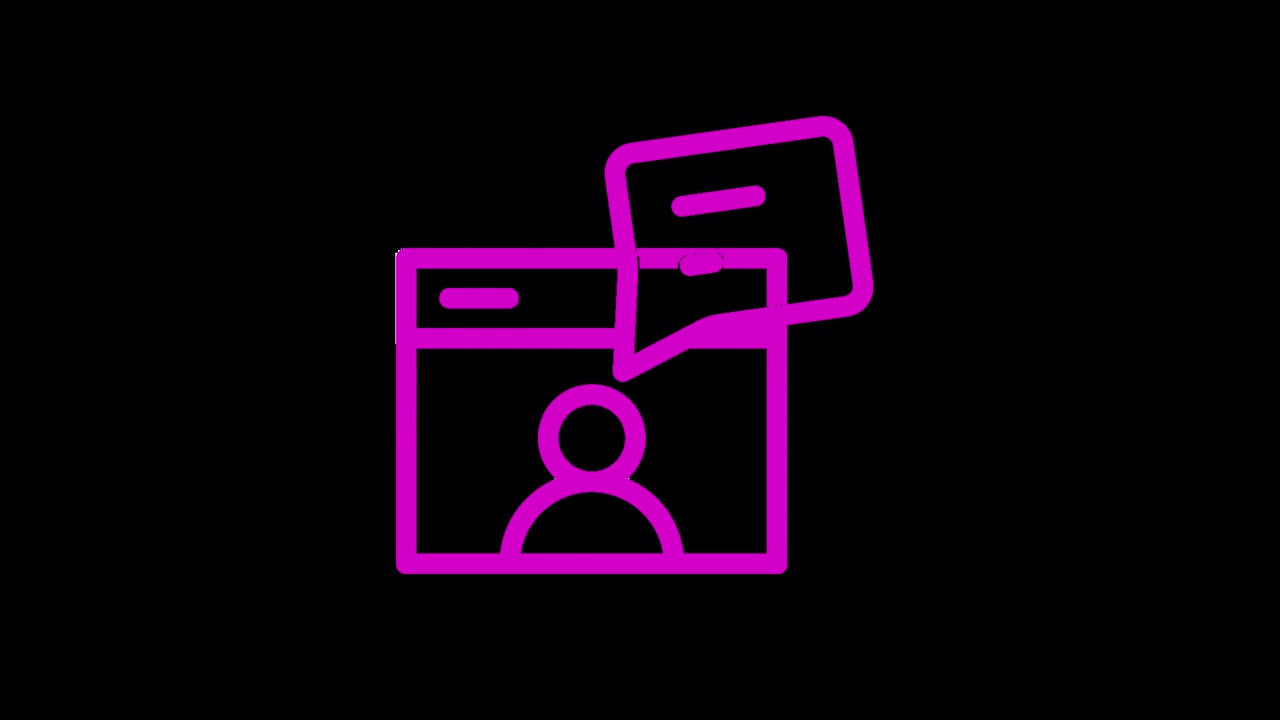 Animated Magenta Icon of User Profile with Chat Bubbles
