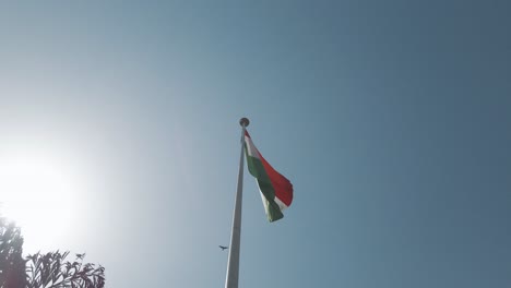 Looking-up-at-a-flying-Indian-flag