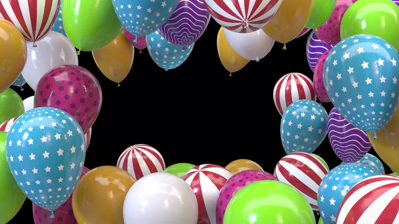 marco de renderización 3d de globos multicolores con canal alfa