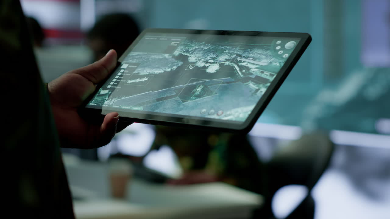 첨단 기술 환경에서 군사 인력이 기밀 정보를 보호합니다.