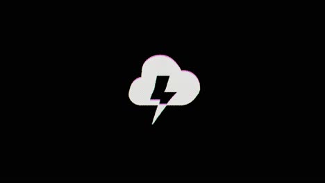 un icono de nube o nube de relámpago, que representa el poder de la computación en la nube se interrumpe, oscila durante unos segundos, y luego se interrumpe