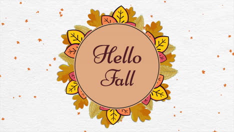 Hello-Fall-with-maple-autumn-leafs-on-white-paper