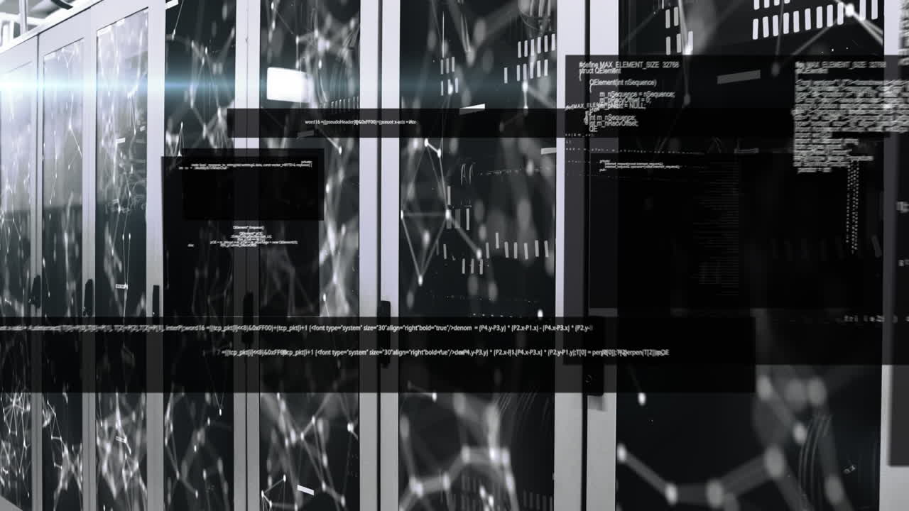 Animation of data processing and connections over servers