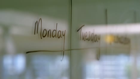 Weekly-schedule-written-on-white-board-4k-