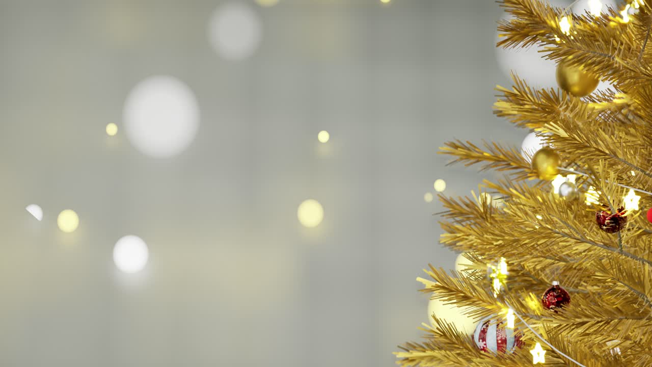 árbol de navidad dorado con decoraciones