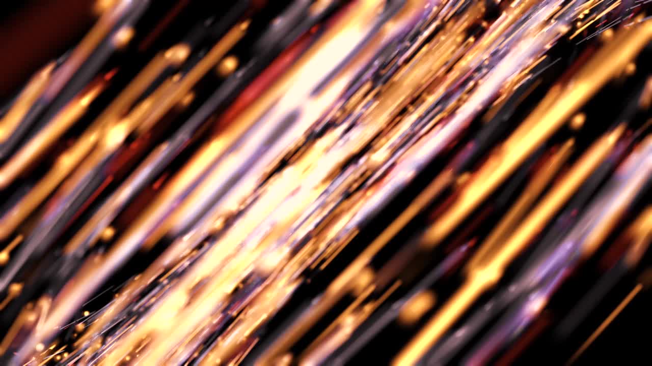 Movimiento en bucle de rayas de neón futuristas sobre fondo negro. Animación. Hermosa corriente de bandas luminosas y partículas como en el espacio