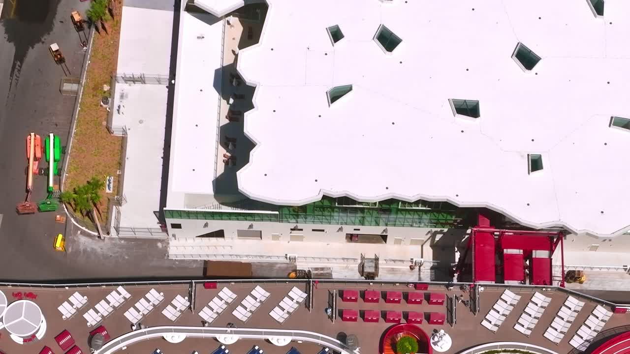 Aerial view of MiamiвЂ™s Virgin Voyages terminal structure design