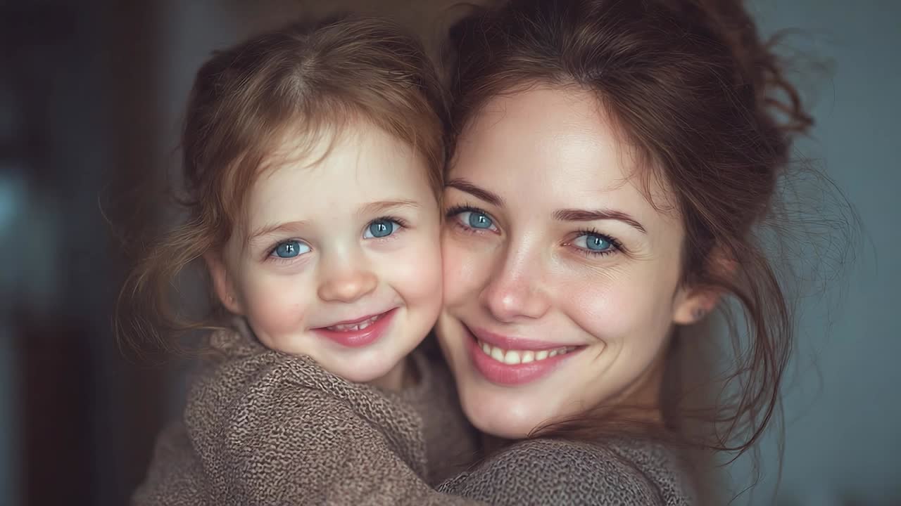 Lächelnde Mutter und Tochter umarmen sich herzlich zu Hause