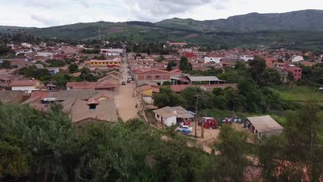 flyover dirt streets in charming samaipata pueblo in central bolivia