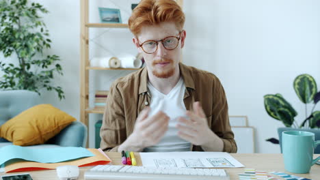 man presenting mobile app design