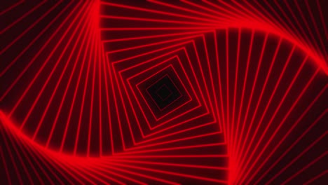 fondo rojo abstracto brillante corredor futurista cuadrícula de polígono marco de alambre movimiento de túnel ondas interminables bucle sin costuras resolución 4k. luz ultravioleta fluorescente geométrica cyberpunk.