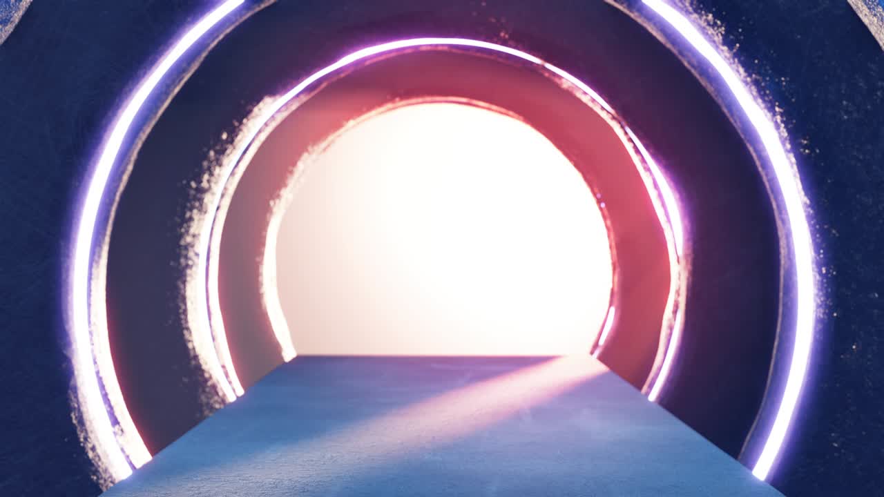 빈 바닥의 쇼의 추상적인 인테리어 애니메이션.