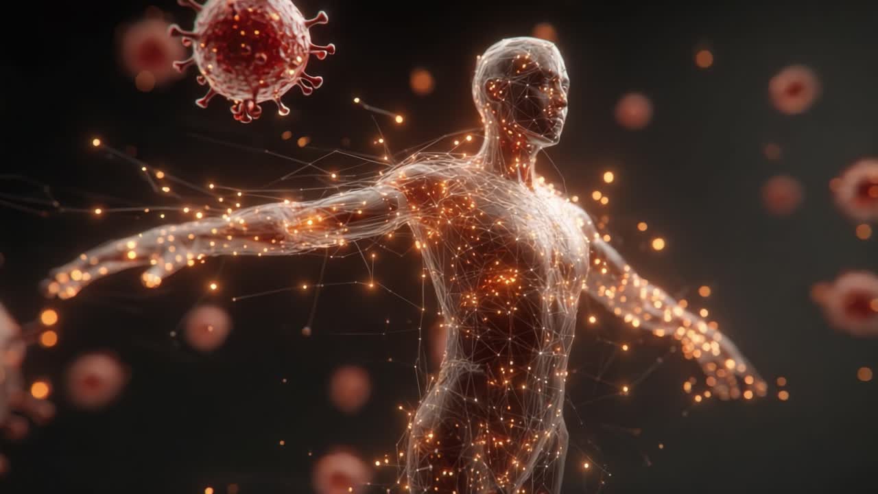 Exploring the Human Immune Response: A Visualization of the Body's Defense Mechanisms Against Viruses in an Engaging Digital Art Format