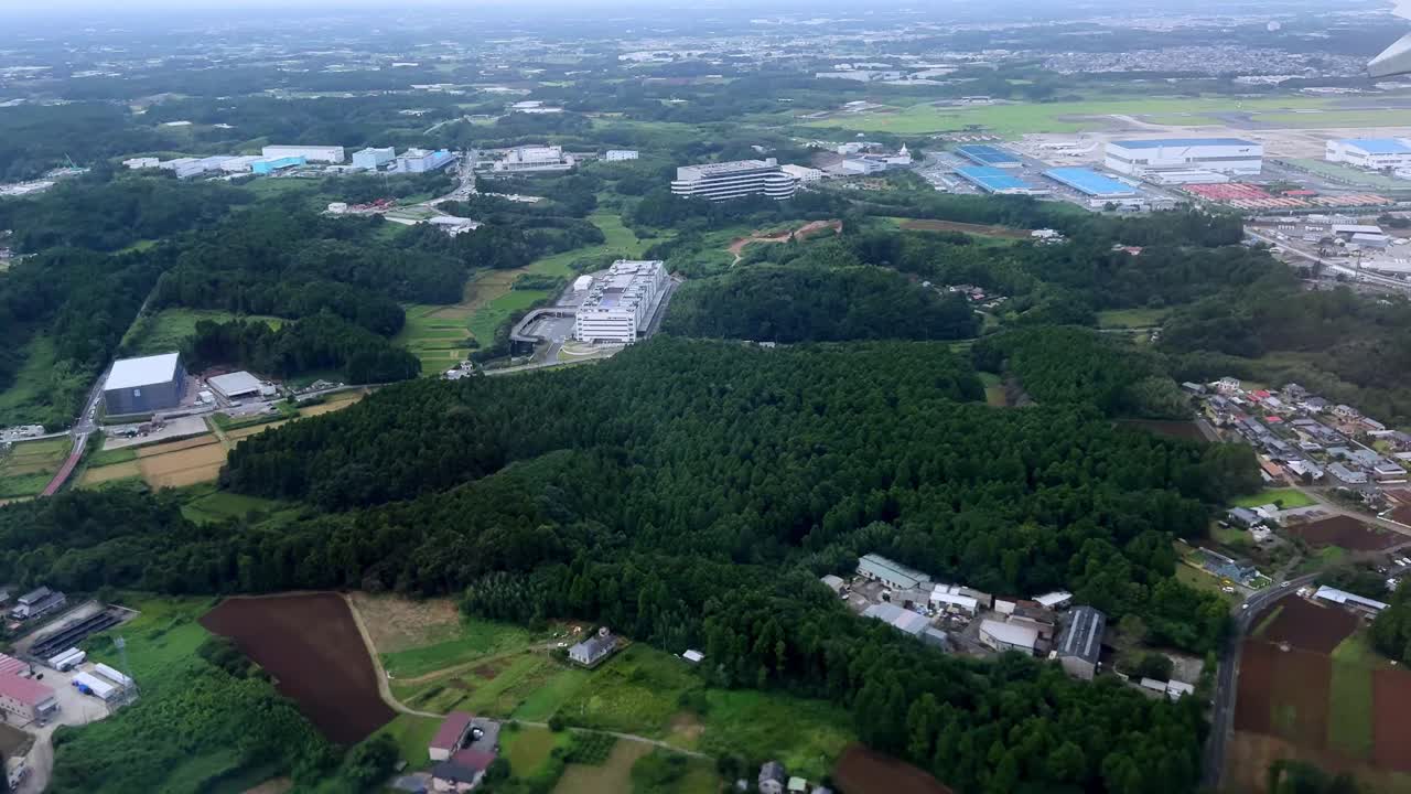 Aerial View of Japanese Landscape: Rural and Industrial Areas