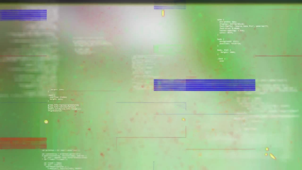 Flashing light trails and data processing against green background