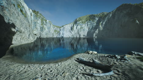 serena laguna azul en portugal rodeada de acantilados rocosos y vegetación
