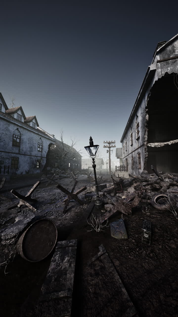 ciudad en ruinas después de la guerra