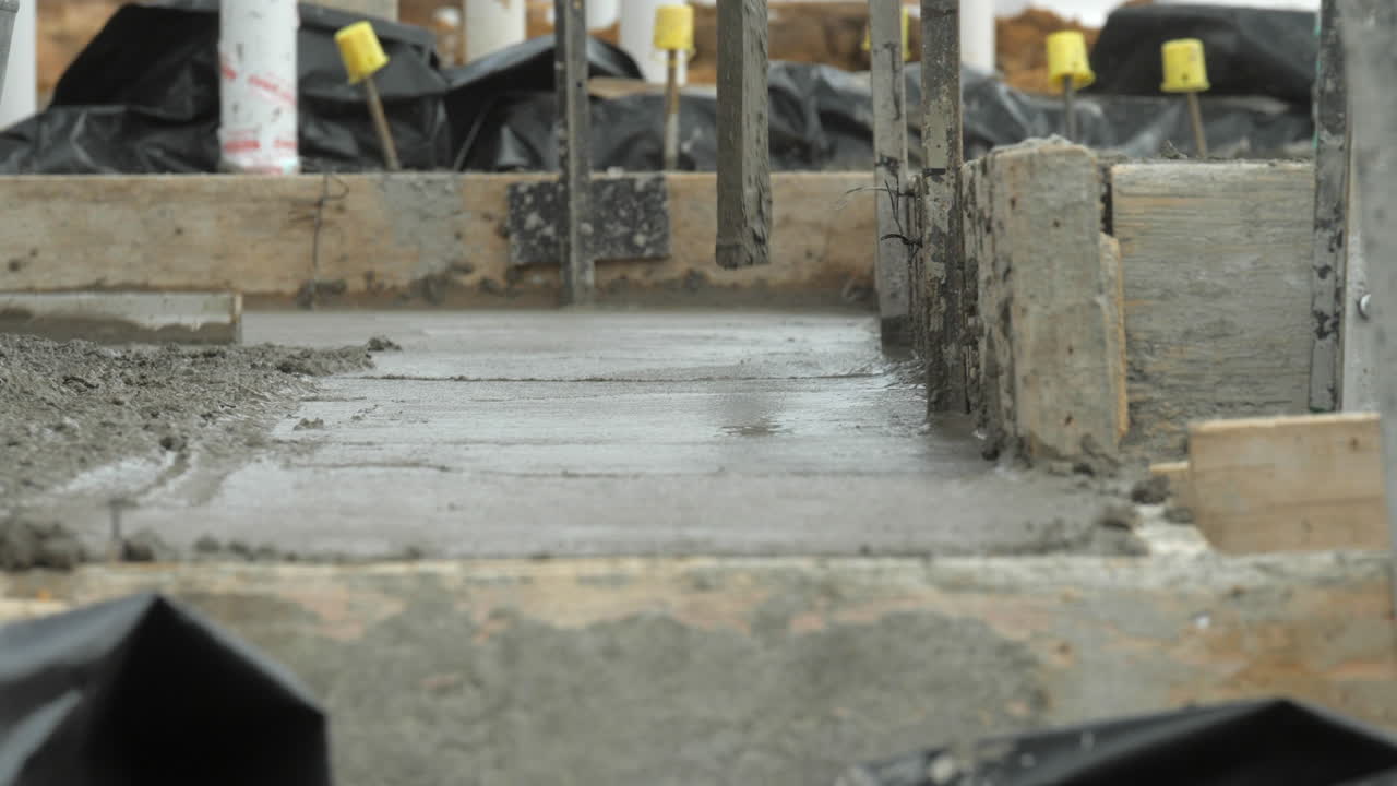 작은 손 도구로 슬로우 모션 시멘트 흙손